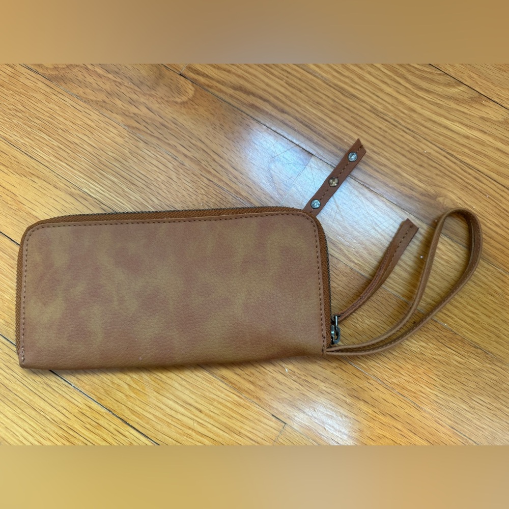 Free People Vegan Leather Zip Wallet / Wristlet – Brown